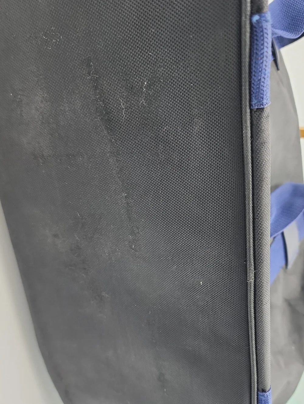 Versace Black and Blue Duffel Bag with Gold Logo Plate
